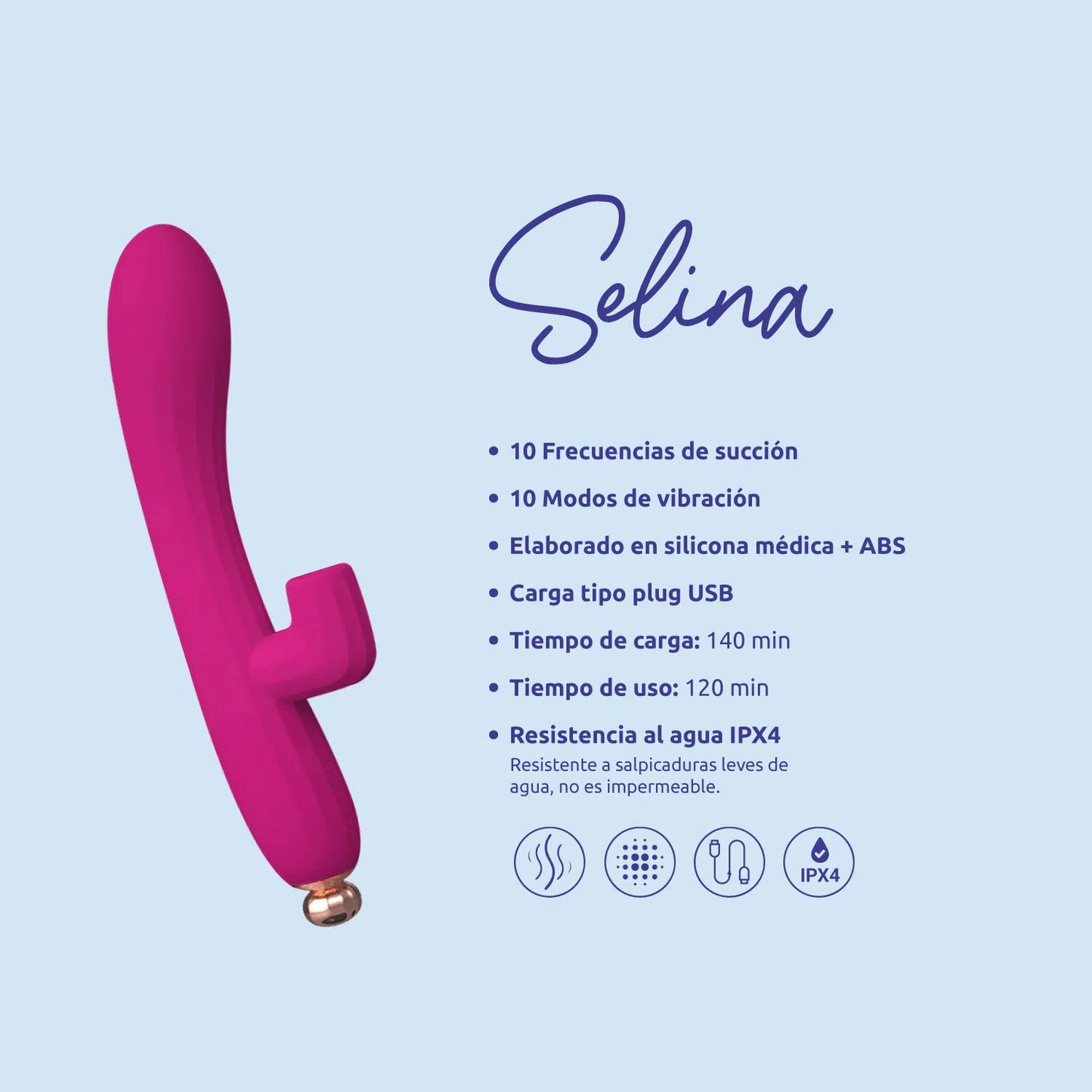 Vibrador Doble Selina Fucsia