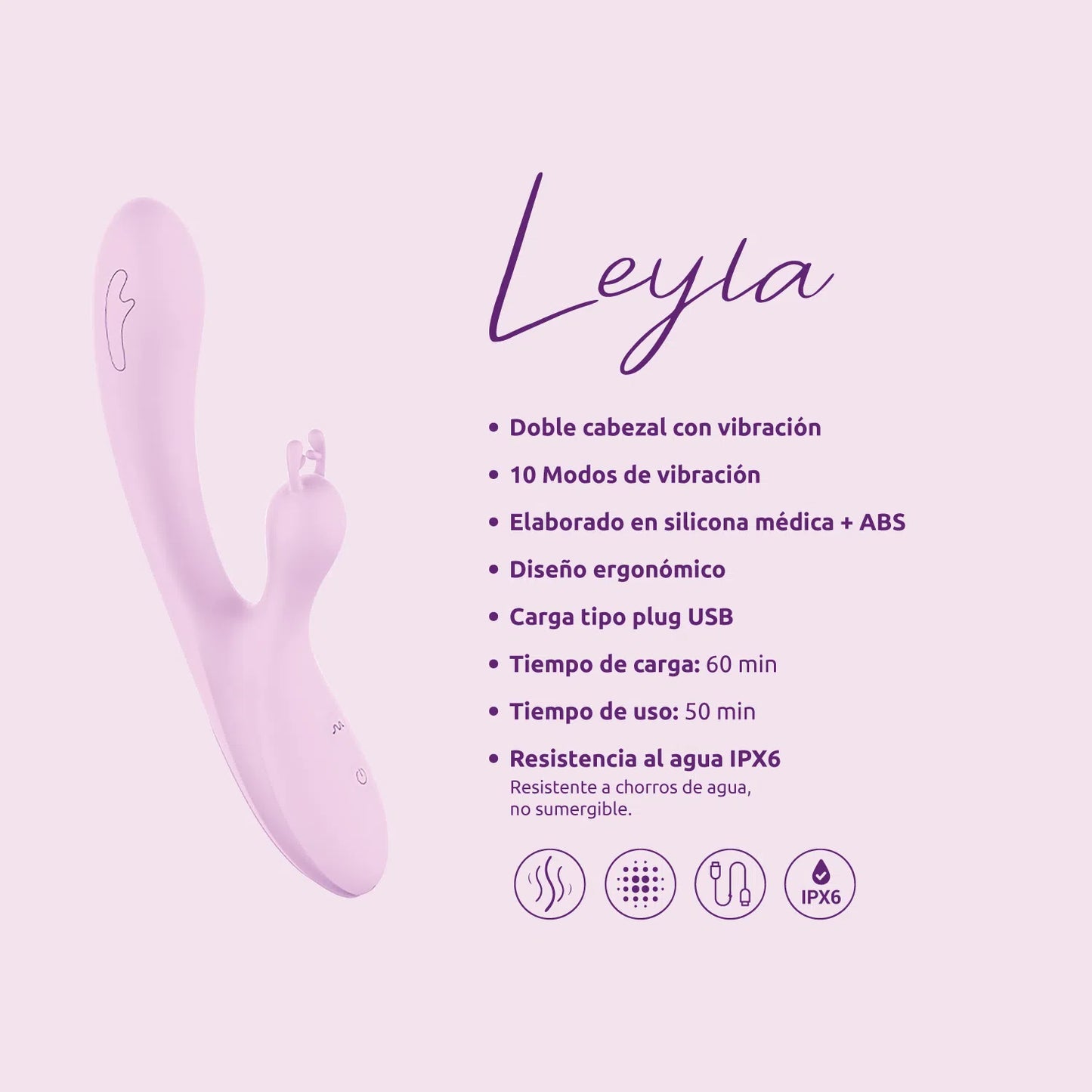 Vibrador Doble Leyla Lila